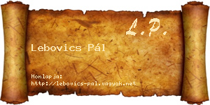 Lebovics Pál névjegykártya